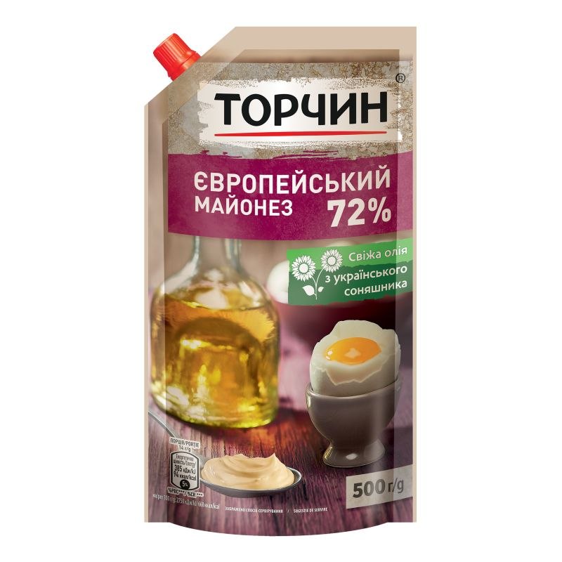Майонез Торчин Європейський 72% дойпак 500г
